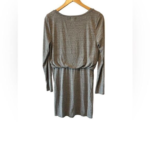 Grey Jersey Knit Long Sleeve Bubble Top Asymmetrical Bottom Dress L - Picture 2 of 10